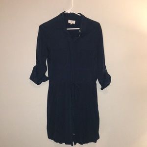 Blue button up dress with waist tie. S